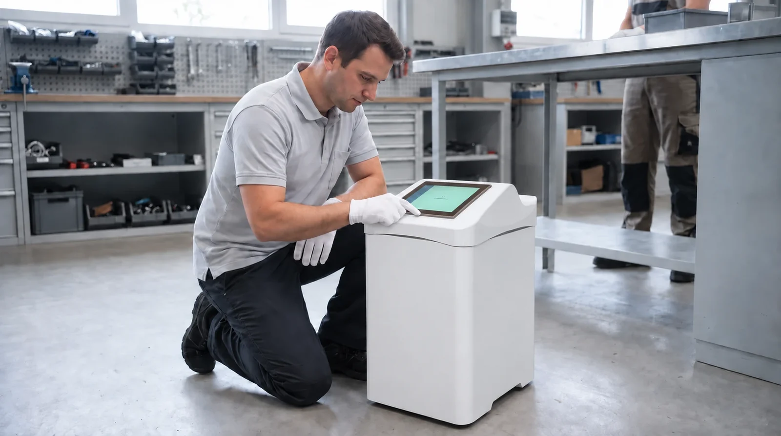 Techniker prüft ein IHHT-System an der Werkbank